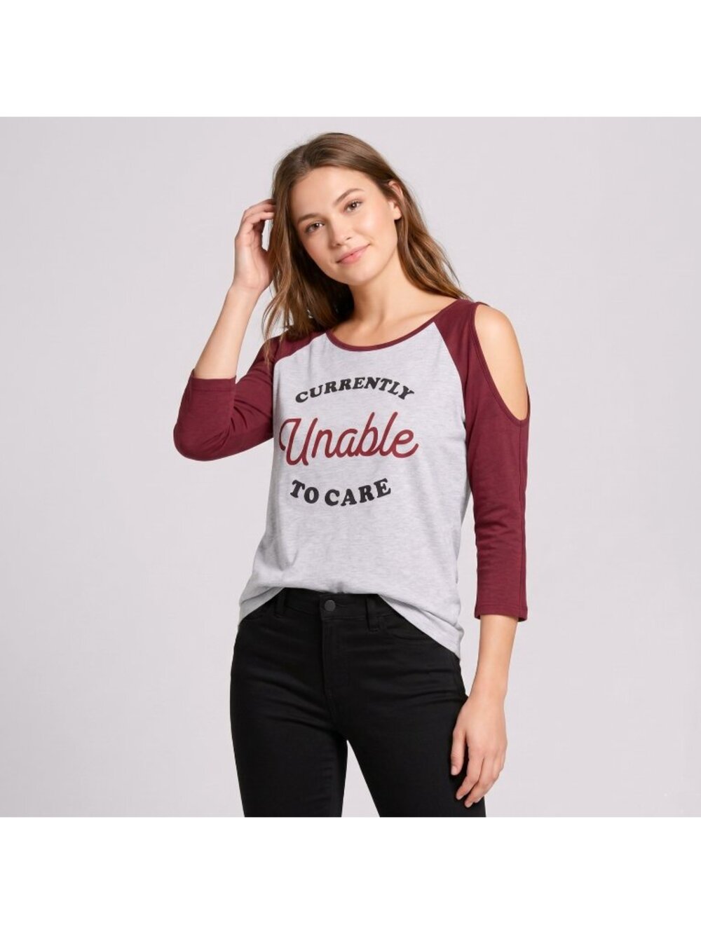 Love Tribe Women's Cold-Shoulder Graphic-Print T-Shirt Top in size Juniors L NWT